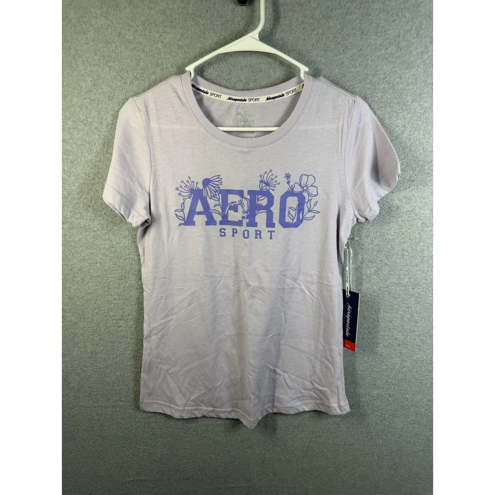 Aeropostale Sport Shirt Women's Small Purple Reflective Logo Athletic Tee